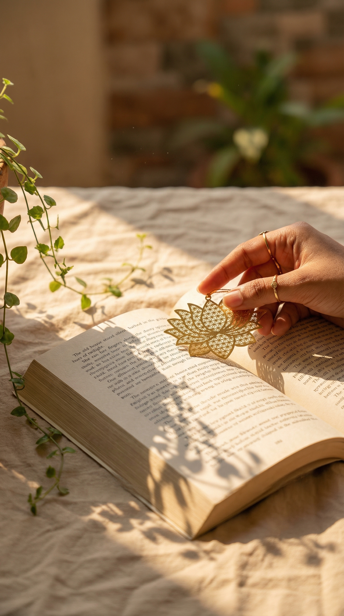 Brass Bookmark — Lotus Bloom