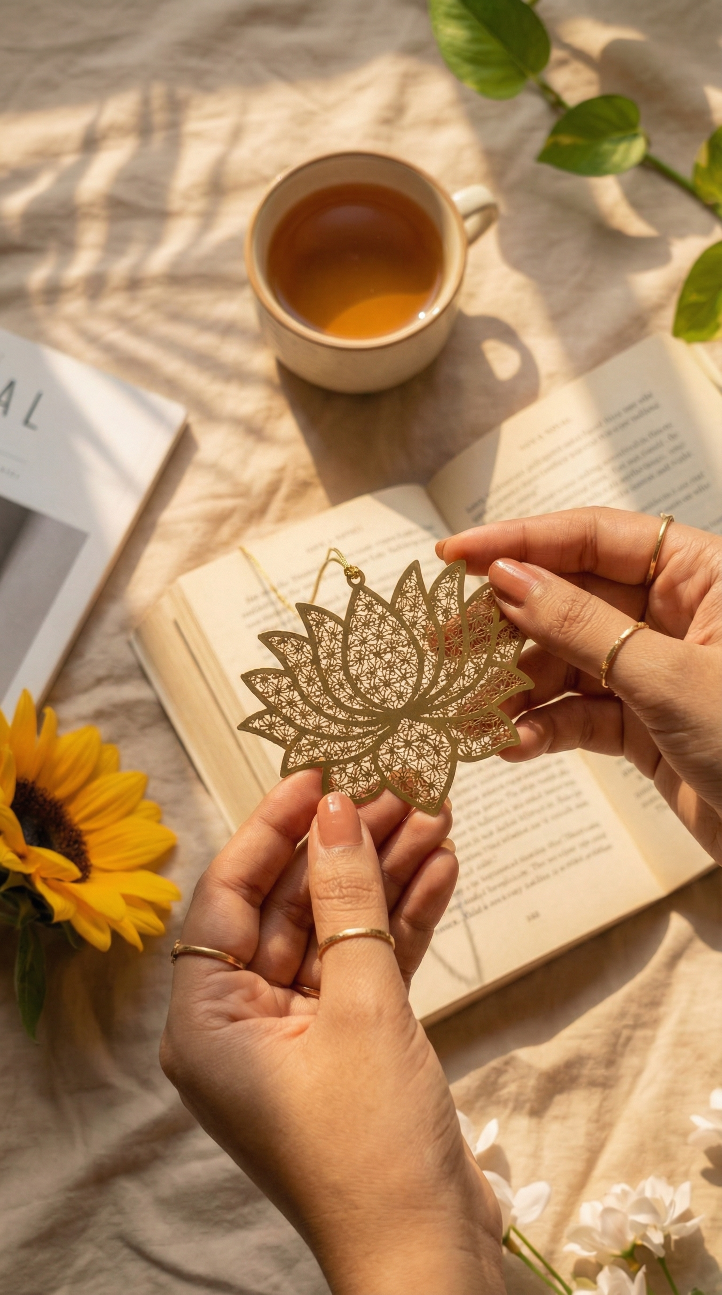 Brass Bookmark — Lotus Bloom